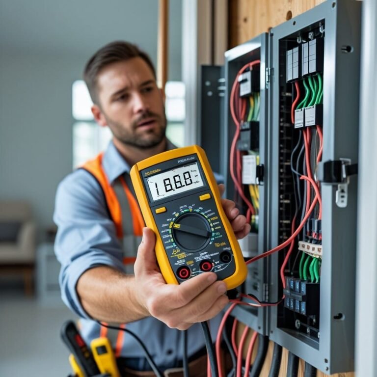 Electrician performing fast electrical fault repairs in a Geelong home