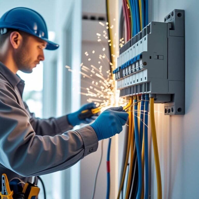 Electrician performing new electrical installation in Geelong home